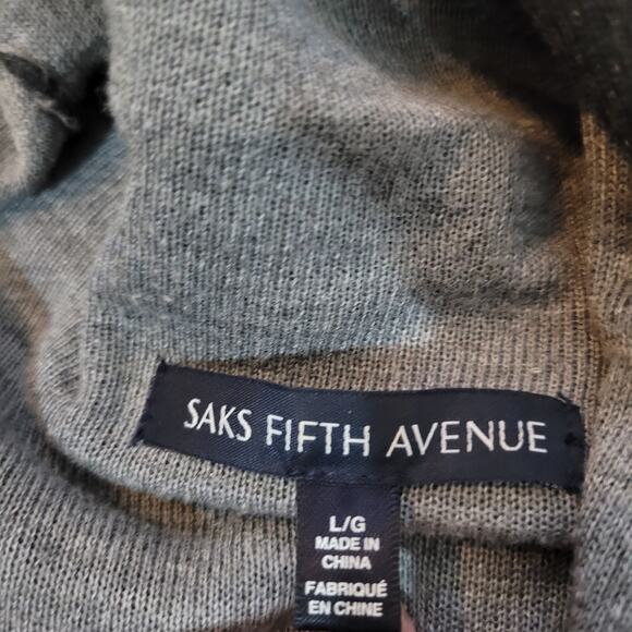 Saks Fifth Avenue Size L Black Label Waterfall Lapel Cardigan Striped Open Front - Picture 7 of 8